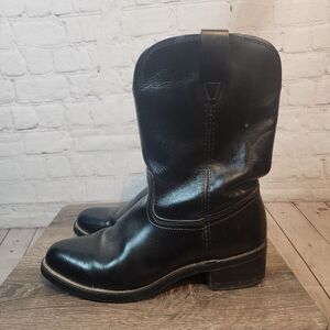 Men's Biltrite Black Leather Cowboy Boots, Size 10.5 D